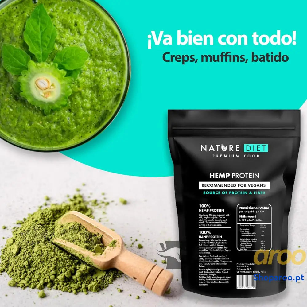 Nature Diet Proteína de cânhamo 1000 g vegano pó proteína à base plantas