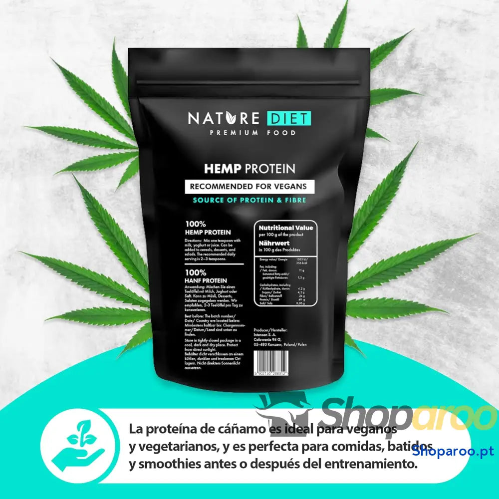 Nature Diet Proteína de cânhamo 1000 g vegano pó proteína à base plantas