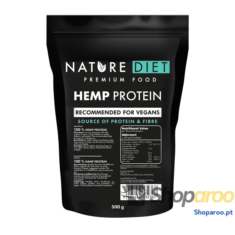 Nature Diet Proteína de cânhamo 1000 g vegano pó proteína à base plantas