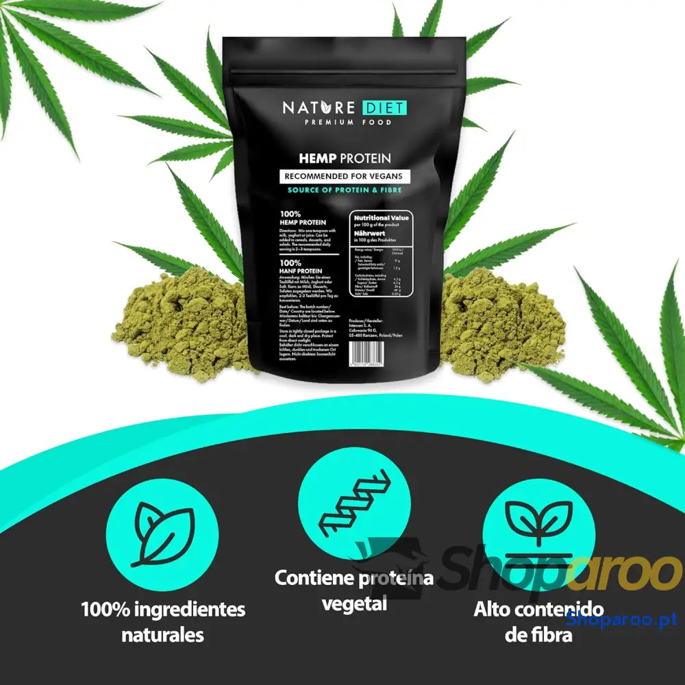 Nature Diet Proteína de cânhamo 1000 g vegano pó proteína à base plantas