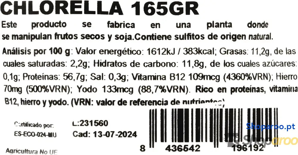 NaturGreen Chlorella em Pó Alga Verde Unicelular Elimina Toxinas 165g