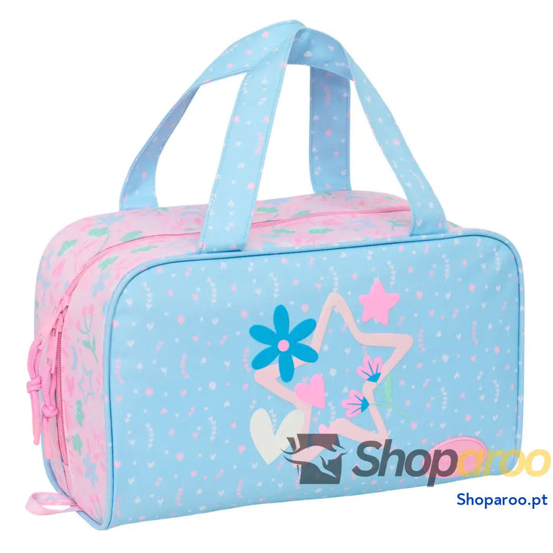 Nécessaire de Viagem BlackFit8 Smile Cor de Rosa Azul Claro 31 x 14 x 19 cm