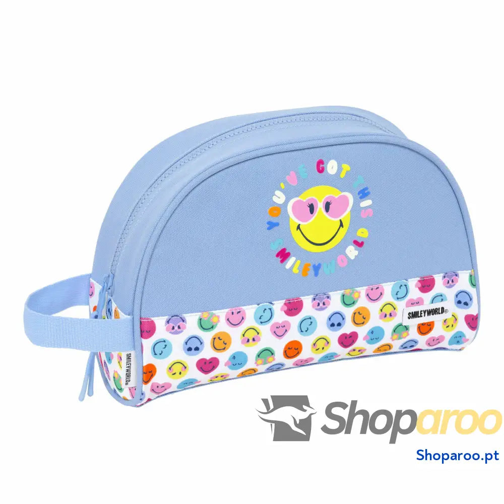 Nécessaire de Viagem Smiley Joyful Multicolor Azul Claro Reciclável 28 x 18 x 10 cm