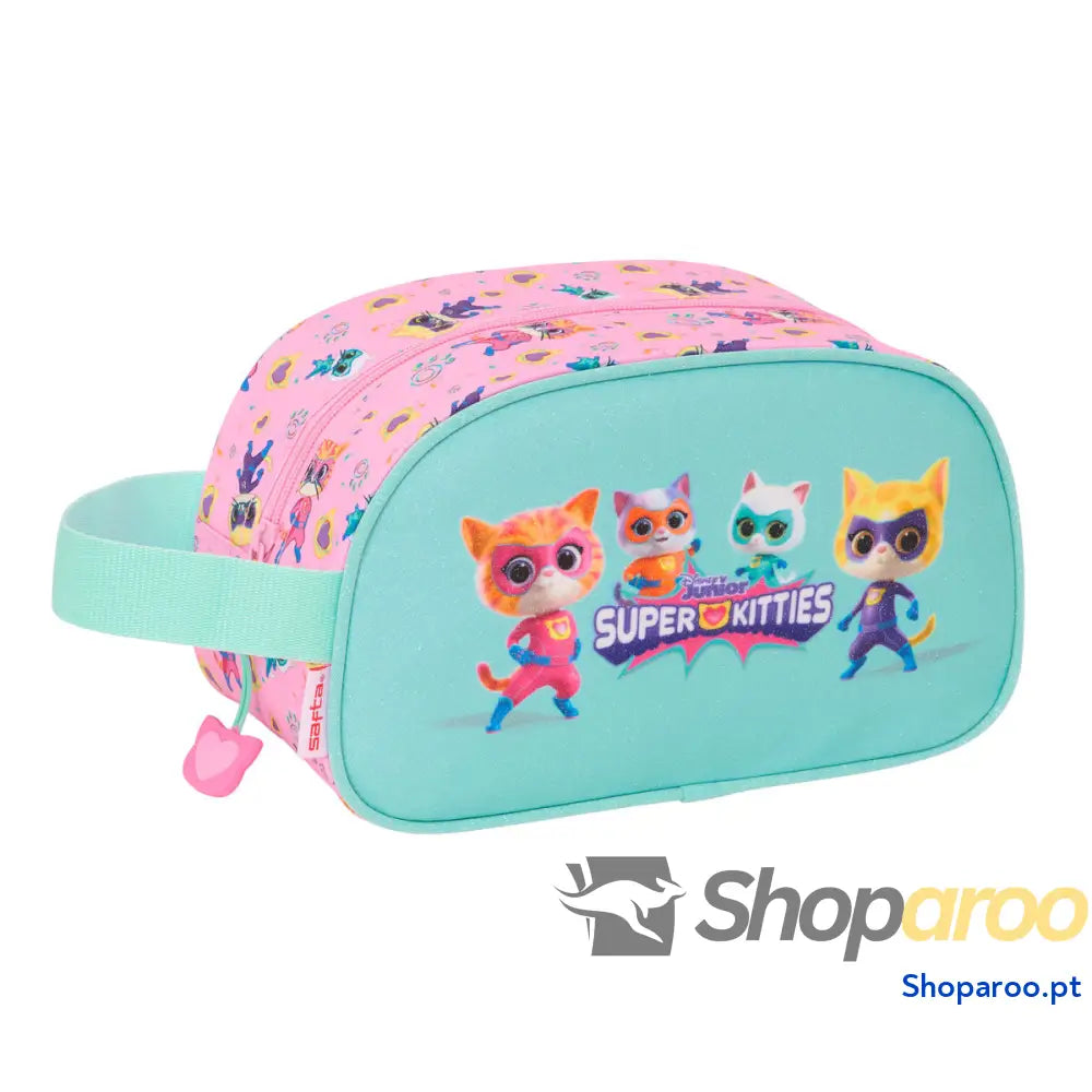 Nécessaire de Viagem SuperKitties Cor de Rosa Turquesa 26 x 15 x 12 cm