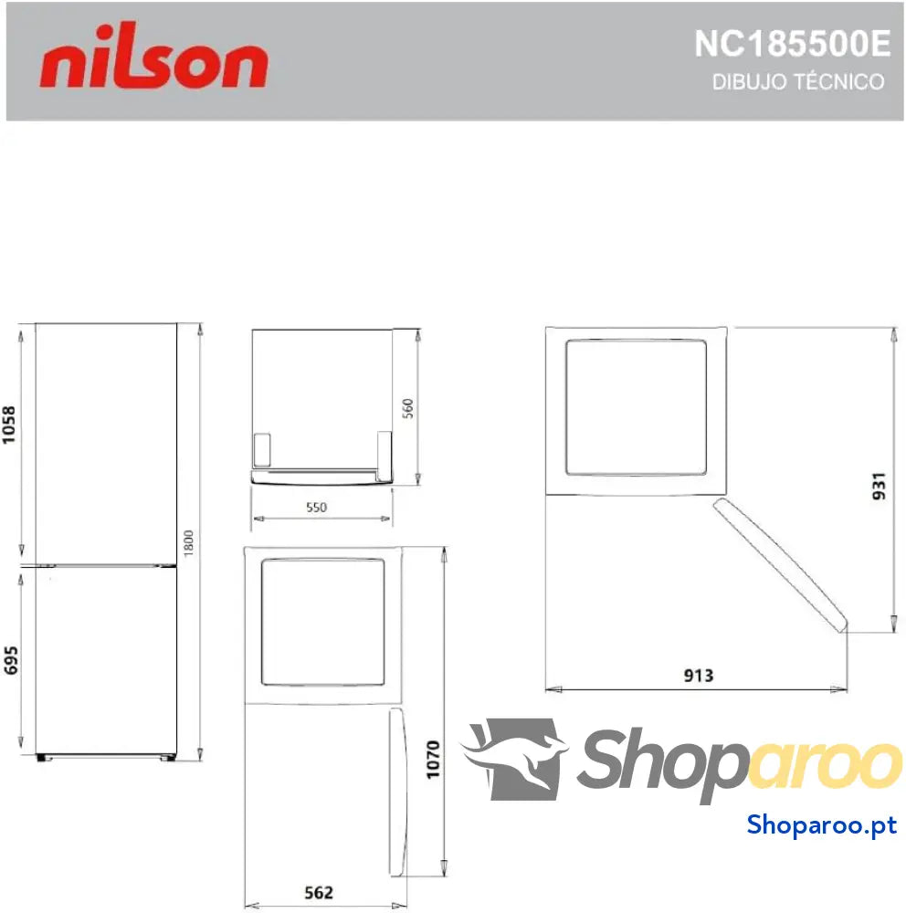 NILSON Frigorífico Combi Branco 2 Portas. NC185600ENF Capacidade 293 Litros No Frost Multi Air Flow Baixo Nível Sonoro