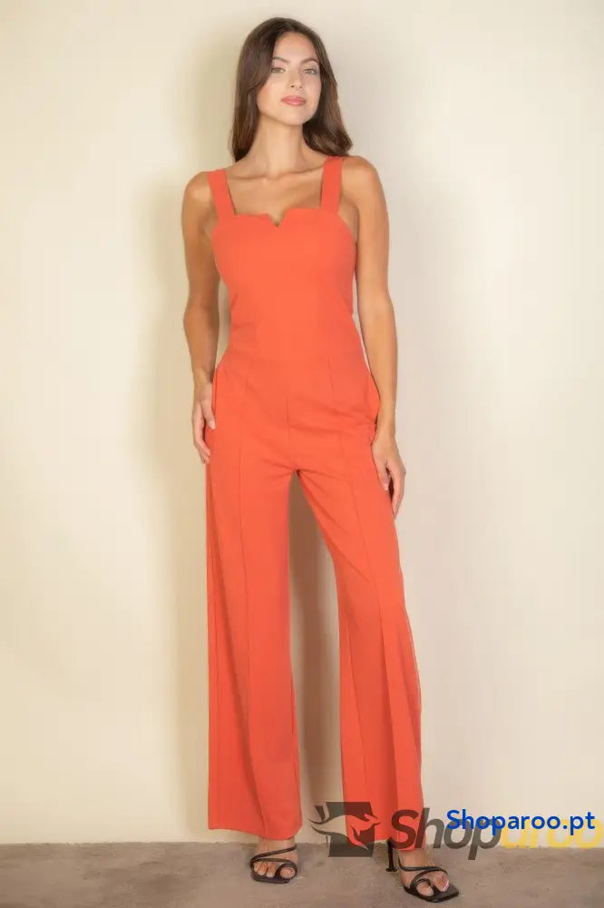 Notched Neck Cami Jumpsuit