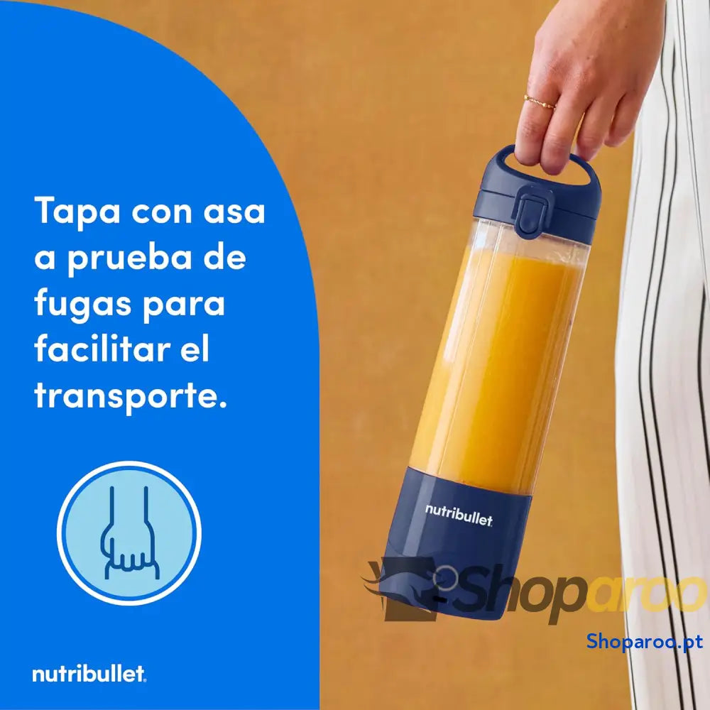 Liquidificadora pessoal portátil e leve elétrica multifuncional copos de 475 ml carregador USB C azul marinho NBP003NBL