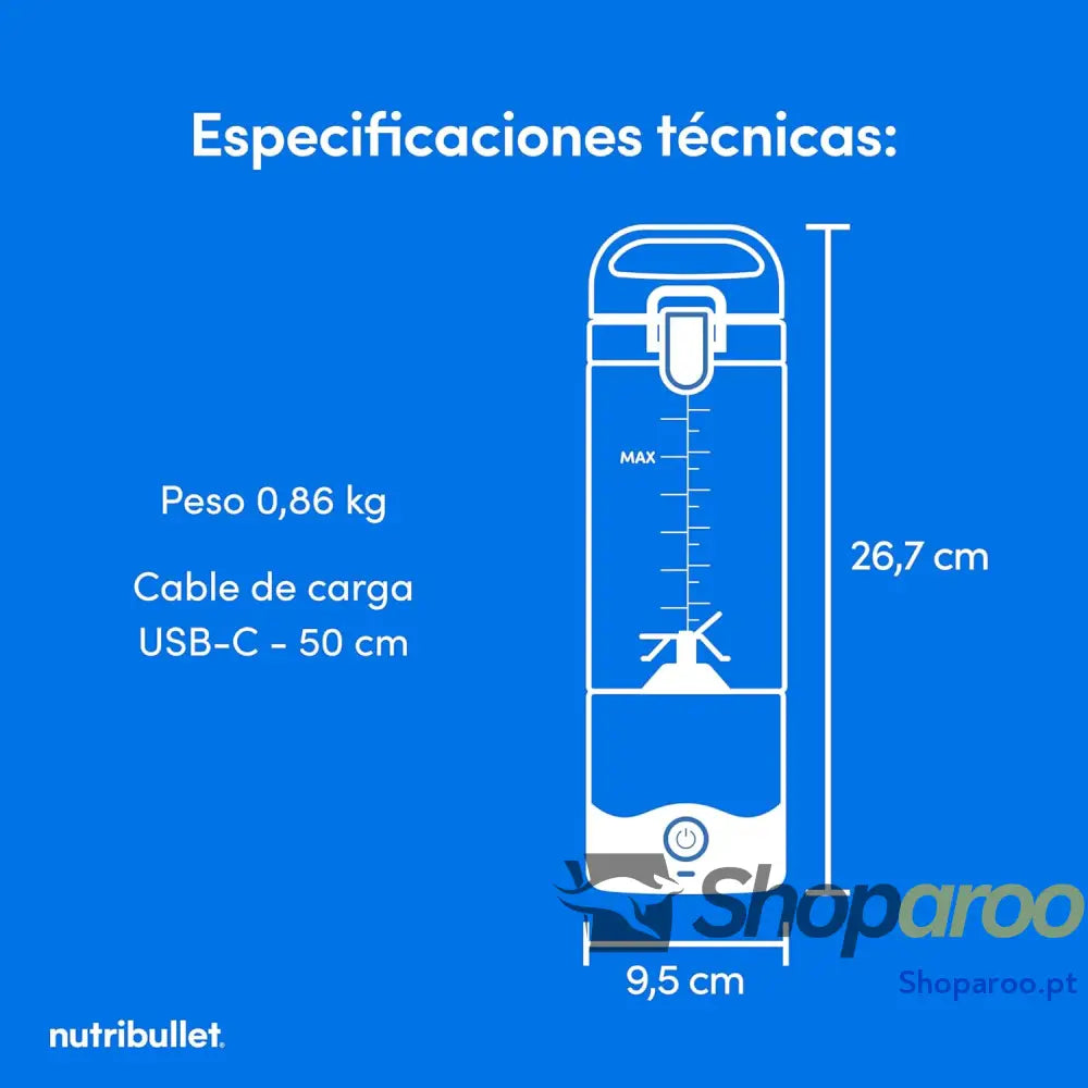 Liquidificadora pessoal portátil e leve elétrica multifuncional copos de 475 ml carregador USB C azul marinho NBP003NBL