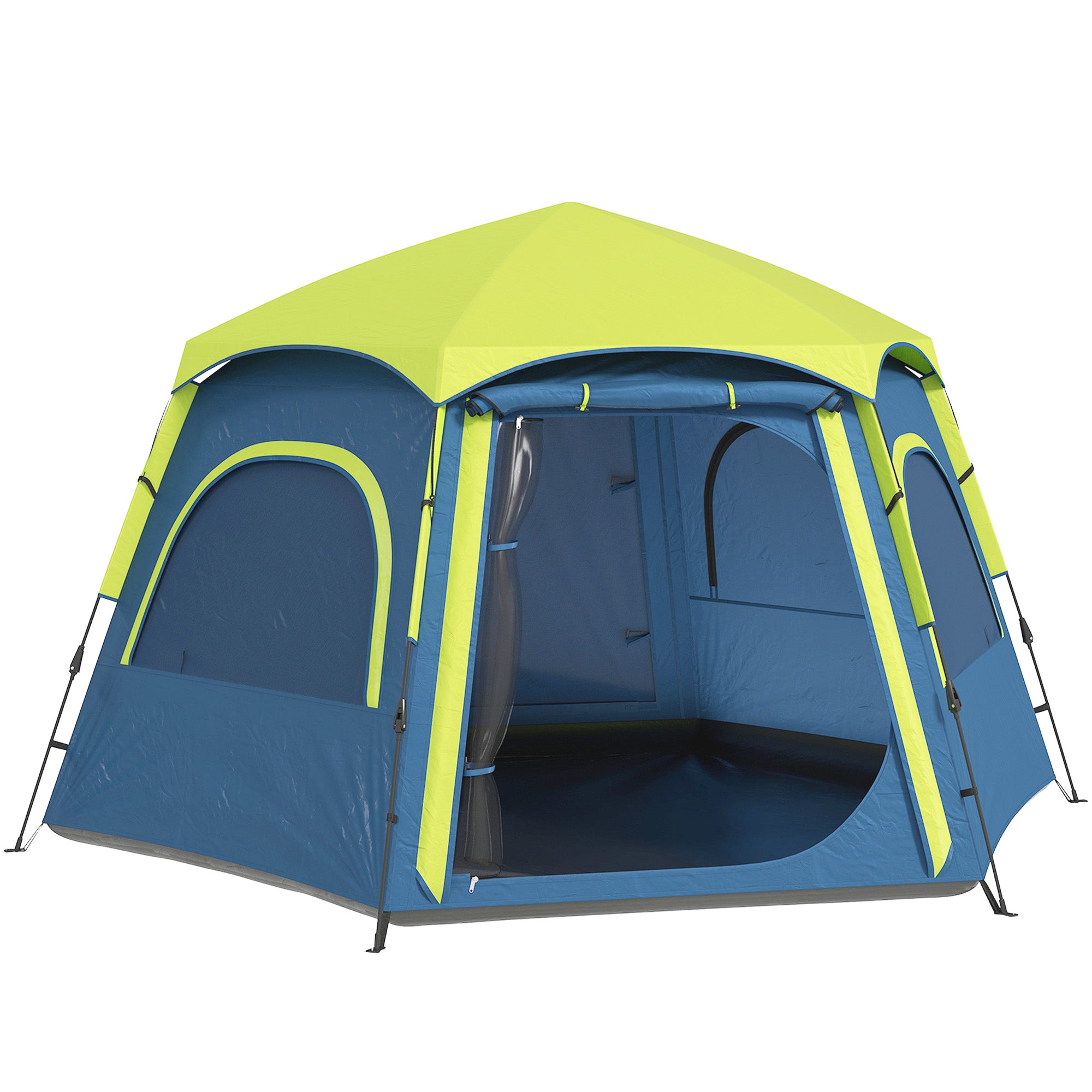 Tenda de Campismo para 2-3 Pessoas Dobrável com Fácil Instalação e Bolsa de Transporte 280x240x155 cm Azul e Verde