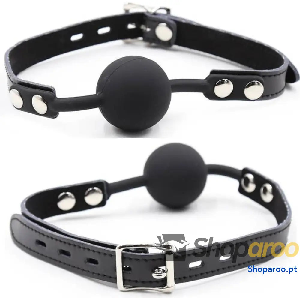OHMAMA FETISH - GAG DE BOLA SILICONE COM CINTO COURO (CADEADO INCLUÍDO)