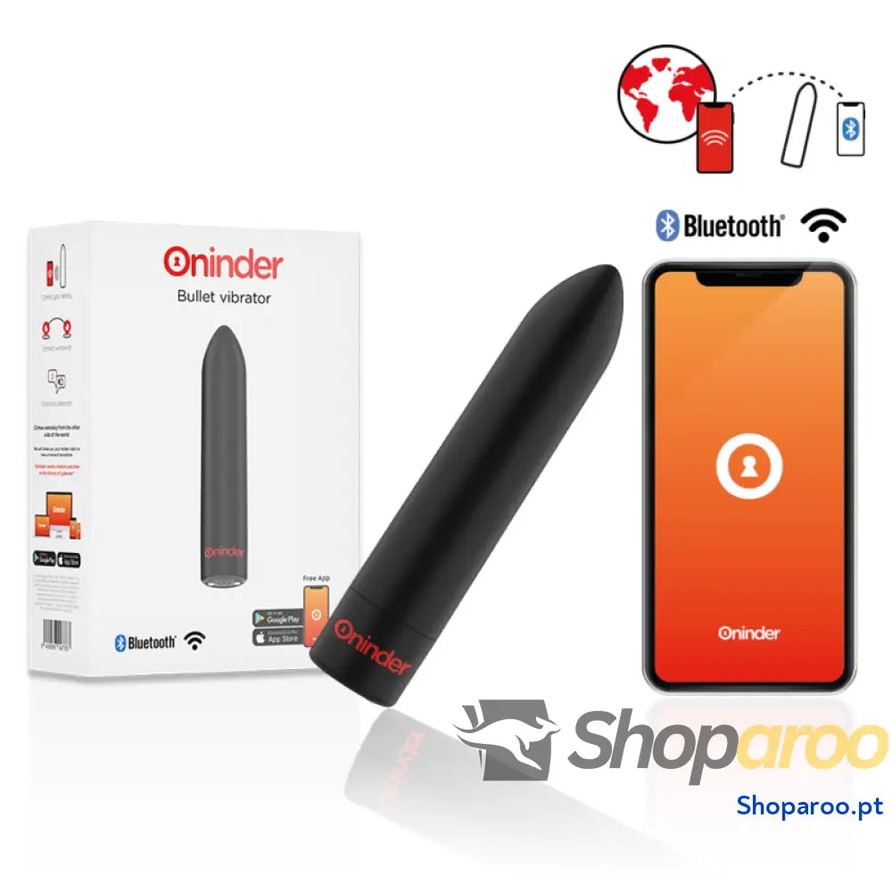 ONINDER BERLIN BULLET VIBRADOR PRETO 9 MODOS 8,5 X 2 CM APLICATIVO GRATUITO