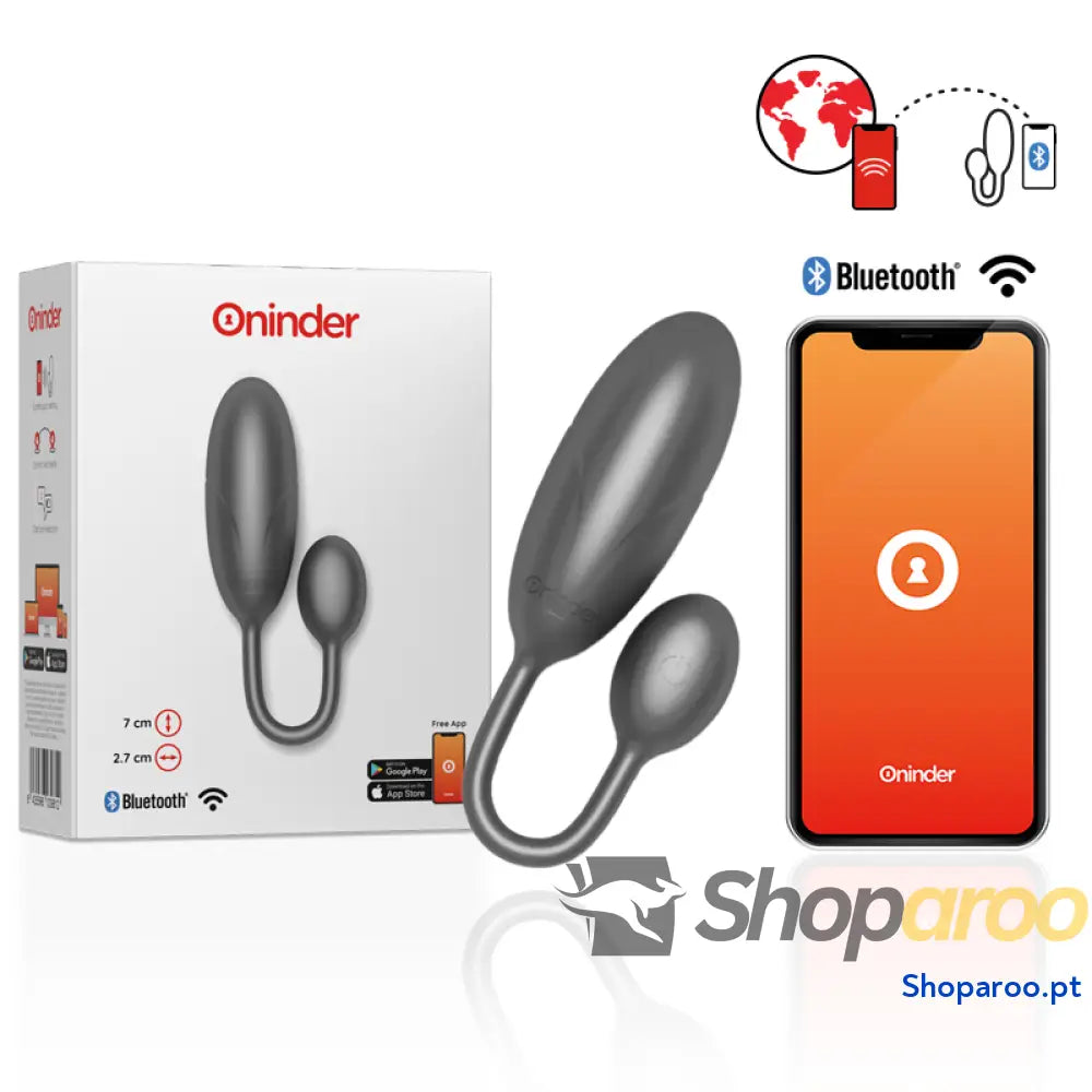 ONINDER - OVO VIBRATÓRIO DENVER PRETO 7 X 2,7 CM APLICATIVO GRATUITO
