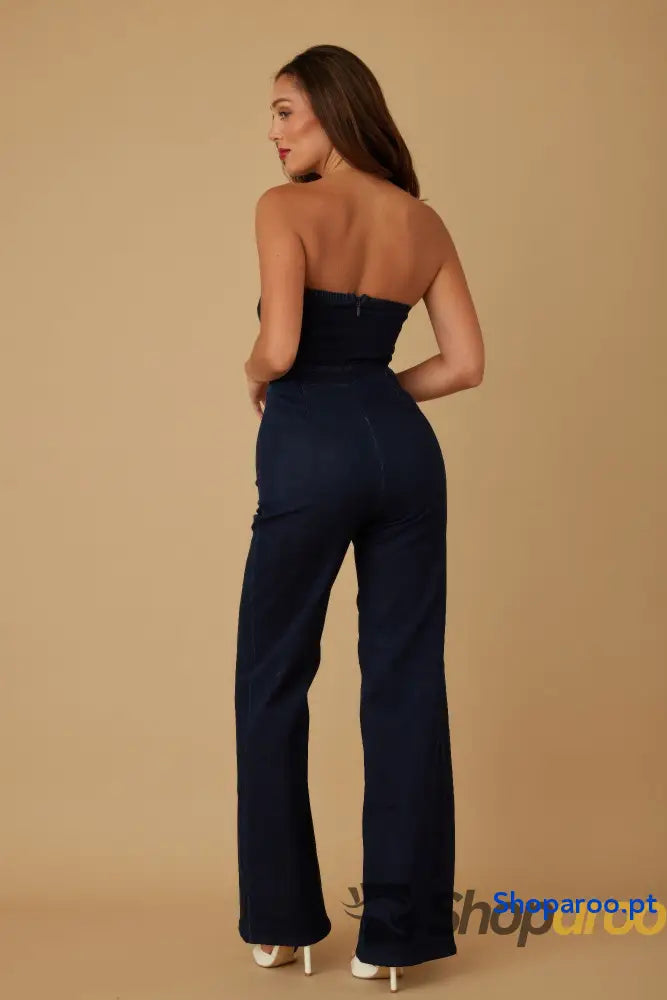Open Flap Layer Strapless Jumpsuit