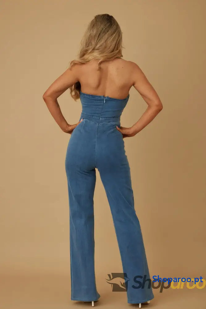 Open Flap Layer Strapless Jumpsuit