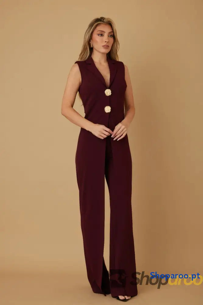 Open Flap With Metal Shank Button Jumpsuit