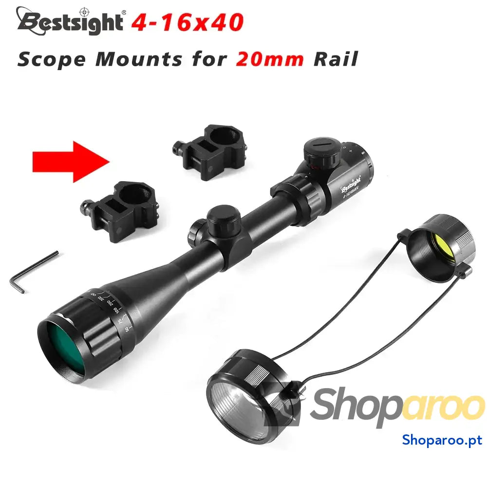 Óptica 4-16x40 AOE Mira Iluminada para Espingarda e Airsoft