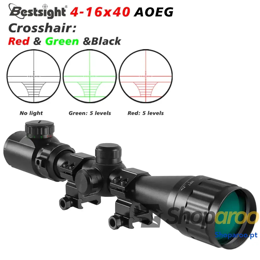 Óptica 4-16x40 AOE Mira Iluminada para Espingarda e Airsoft