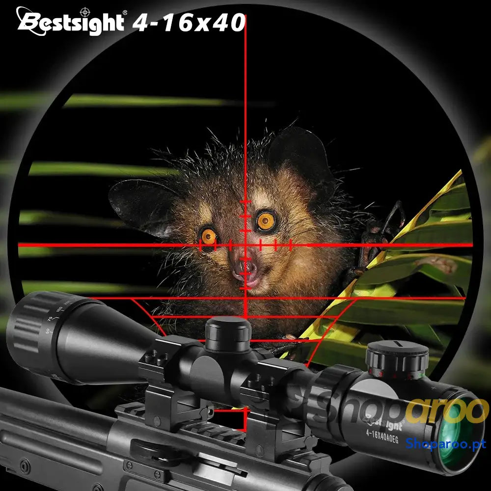 Óptica 4-16x40 AOE Mira Iluminada para Espingarda e Airsoft