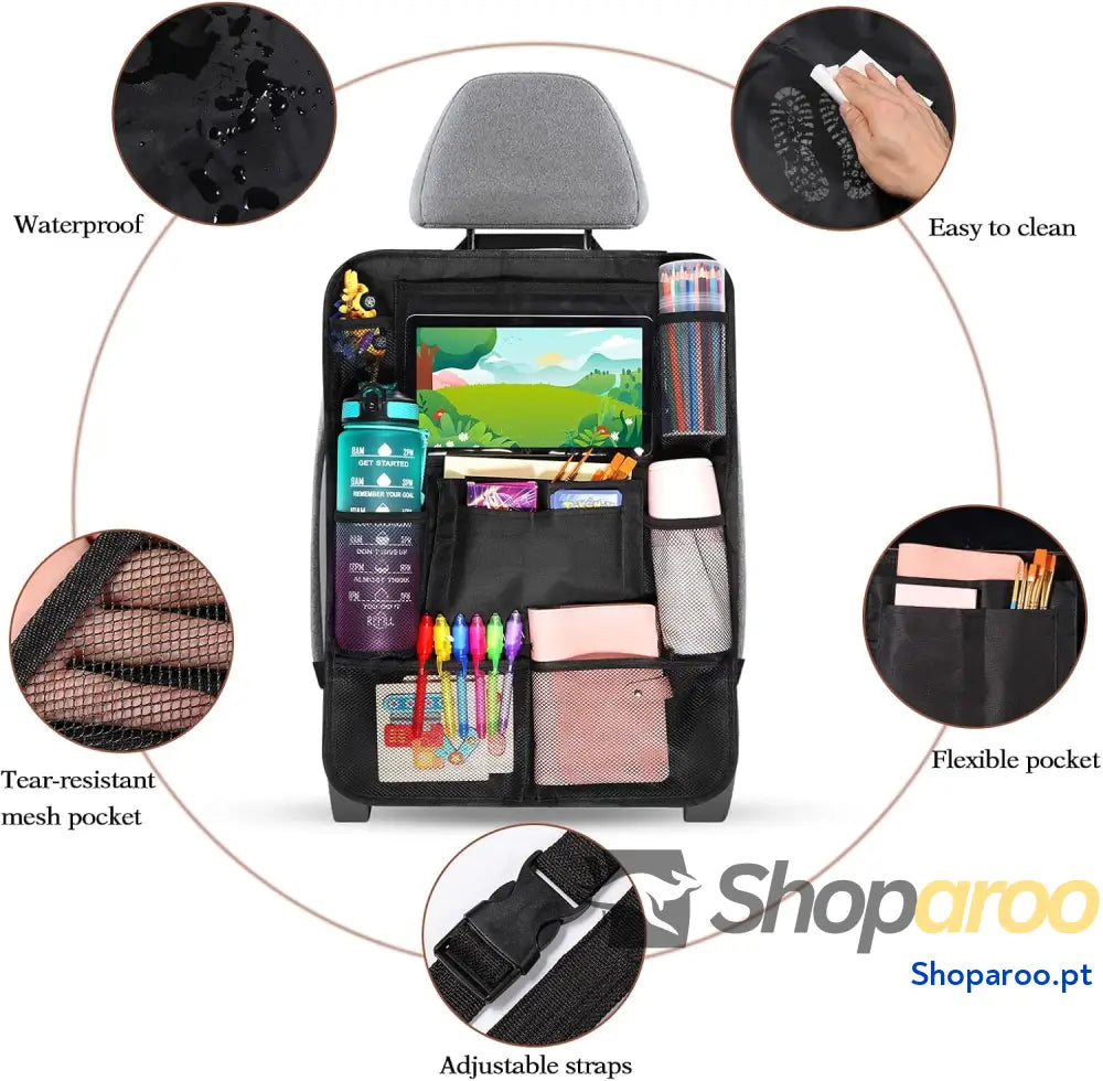 Organizador de assento carro protetores para com 10 bolsos organizador traseiro crianças tablet iPad 9,7’’ e 10,5’’