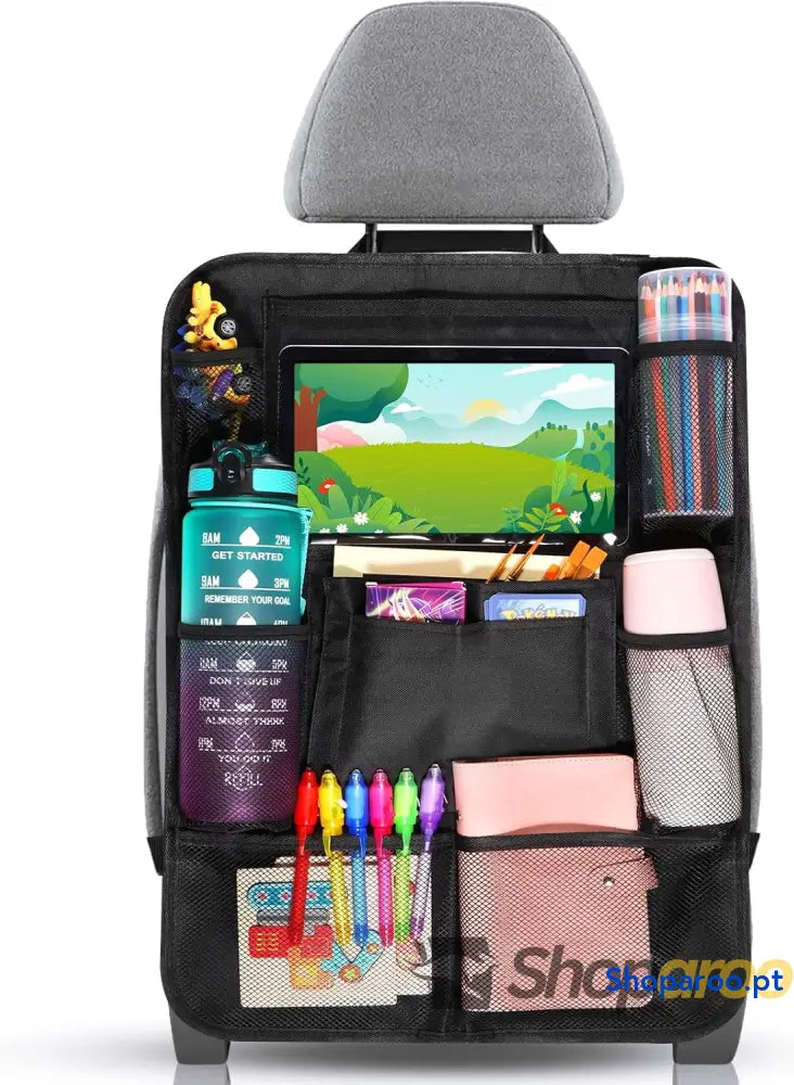 Organizador de assento carro protetores para com 10 bolsos organizador traseiro crianças tablet iPad 9,7’’ e 10,5’’
