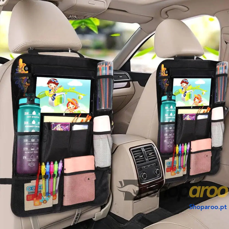 Organizador de assento carro protetores para com 10 bolsos organizador traseiro crianças tablet iPad 9,7’’ e 10,5’’