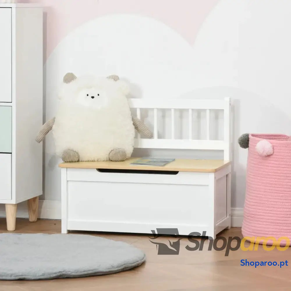 Organizador de Brinquedos para crianças acima 2 anos Banco Armazenamento Infantil Madeira Pinho com Tampa Amortecimento