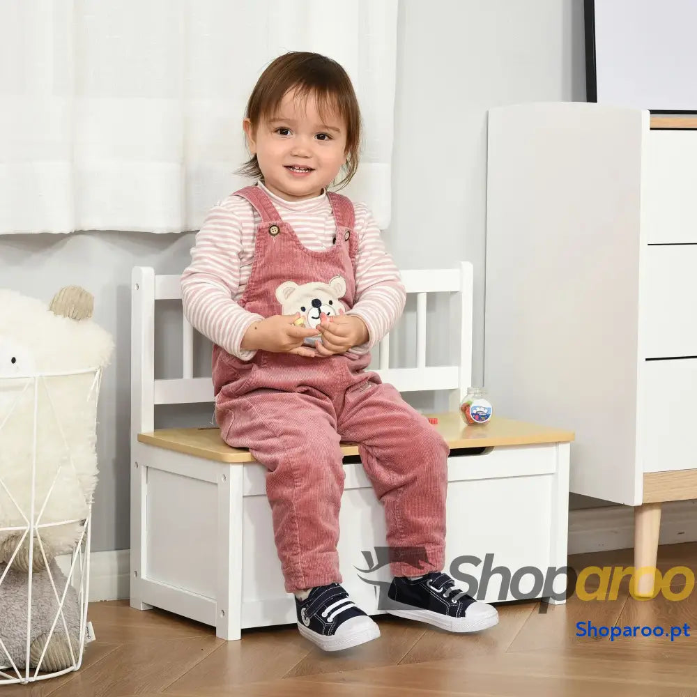 Organizador de Brinquedos para crianças acima 2 anos Banco Armazenamento Infantil Madeira Pinho com Tampa Amortecimento
