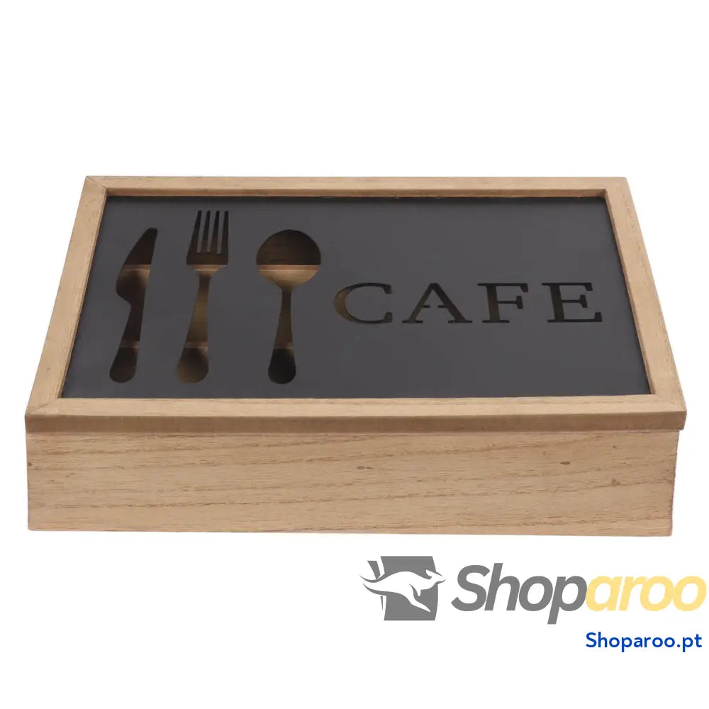 Organizador de Talheres DKD Home Decor Castanho Preto Metal Madeira MDF Vintage 25 x 18 6 cm