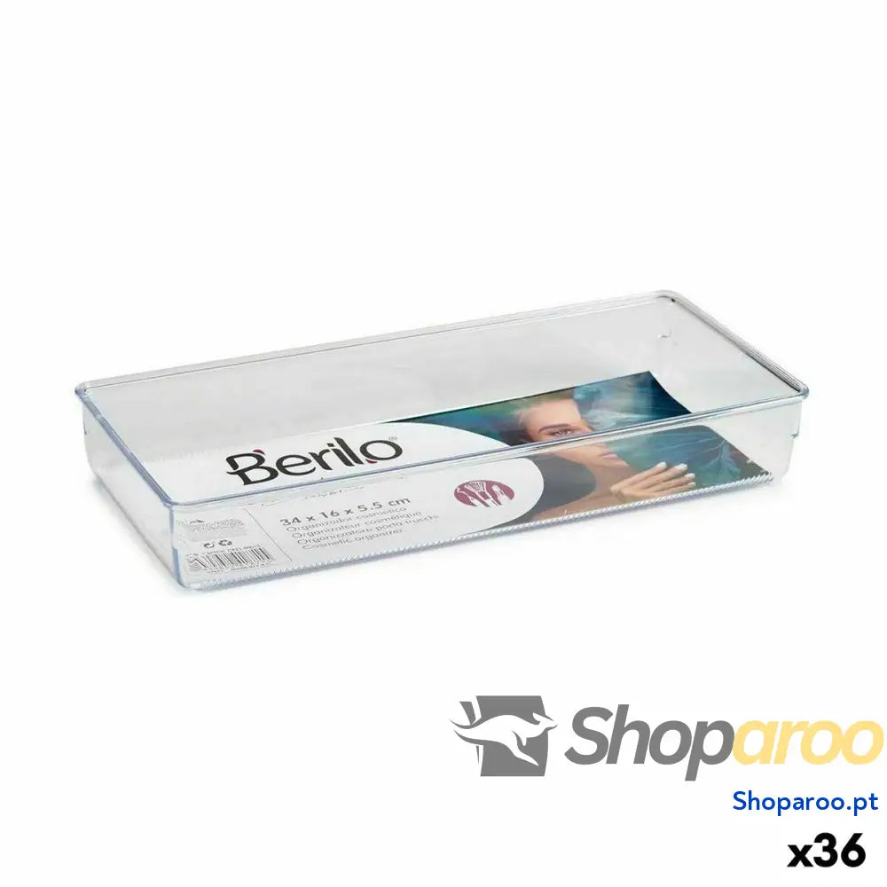 Organizador Multiusos Berilo CH99113 Transparente Plástico 15,5 x 5,5 34,5 cm (36 Unidades)