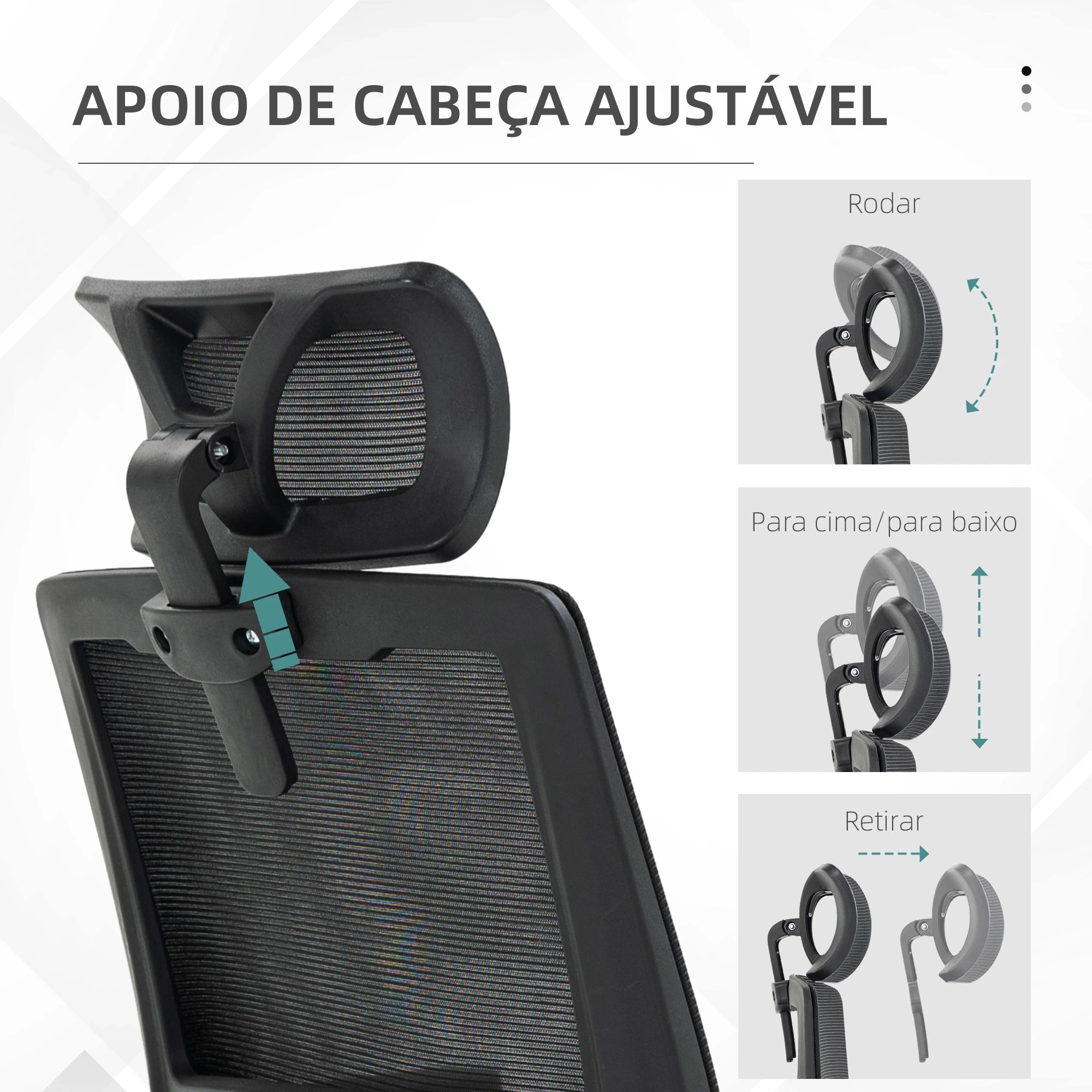 Cadeira de Escritório de Malha Cadeira de Escritório Giratória com Altura e Apoio para a Cabeça Ajustáveis 58x61x102-119 cm Preto