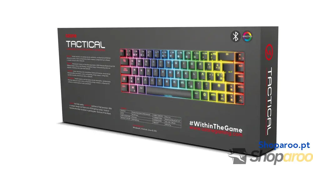 Ozone Gaming OZTACTICALSP Mini teclado tático para jogos mecânico sem numérico Bluetooth interruptores vermelhos Outemu