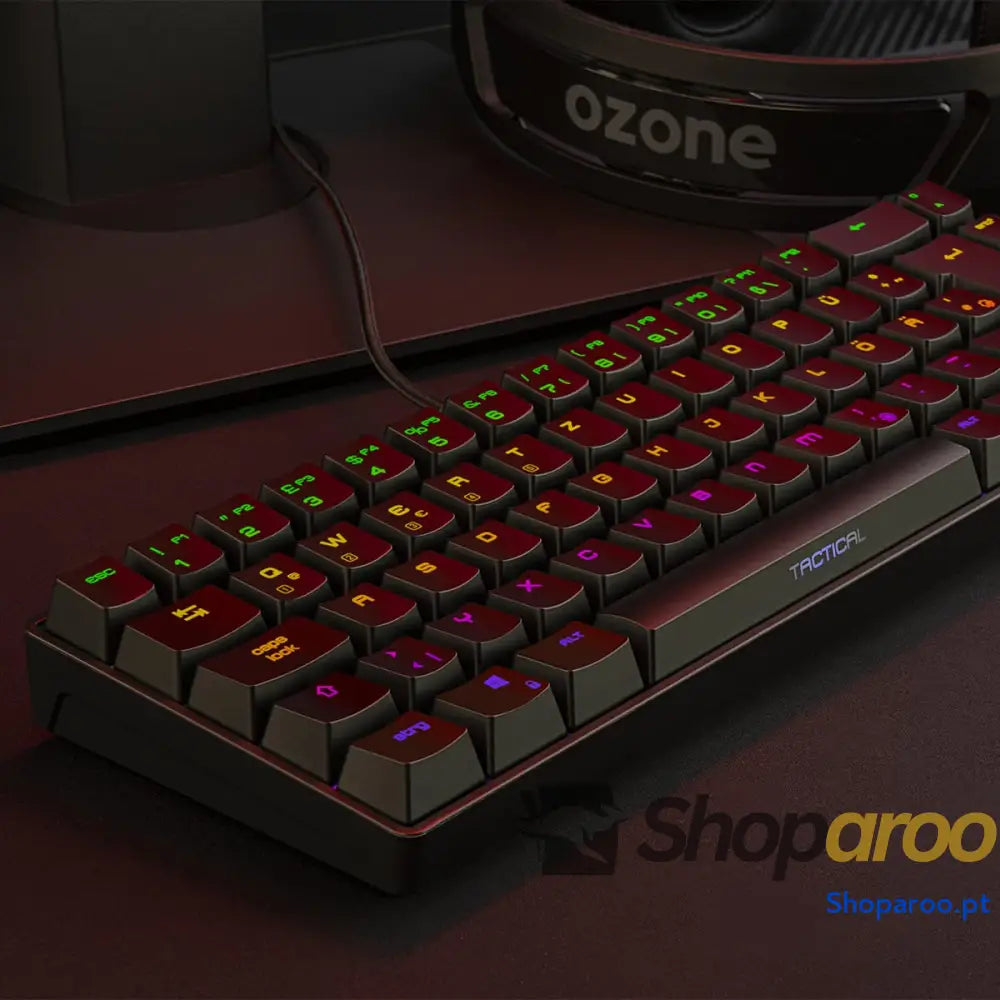 Ozone Gaming OZTACTICALSP Mini teclado tático para jogos mecânico sem numérico Bluetooth interruptores vermelhos Outemu