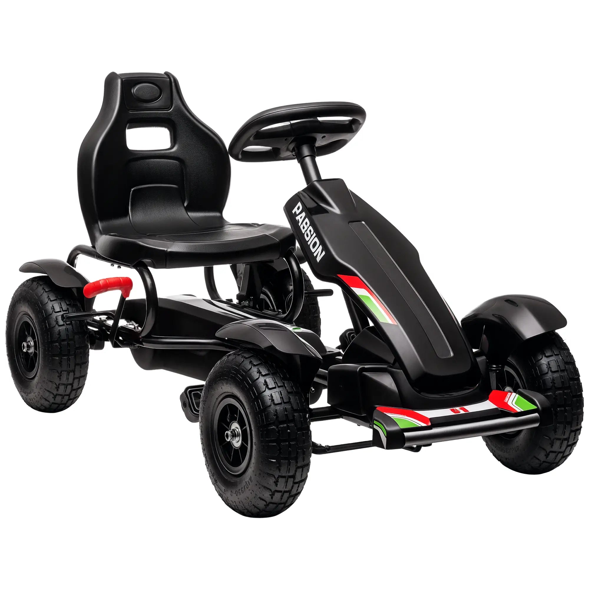 Kart a Pedais para Crianças com Assento Ajustável Pneus de Goma Travão de Mão para Crianças de 5-12 Anos 121x58x61 cm Branco