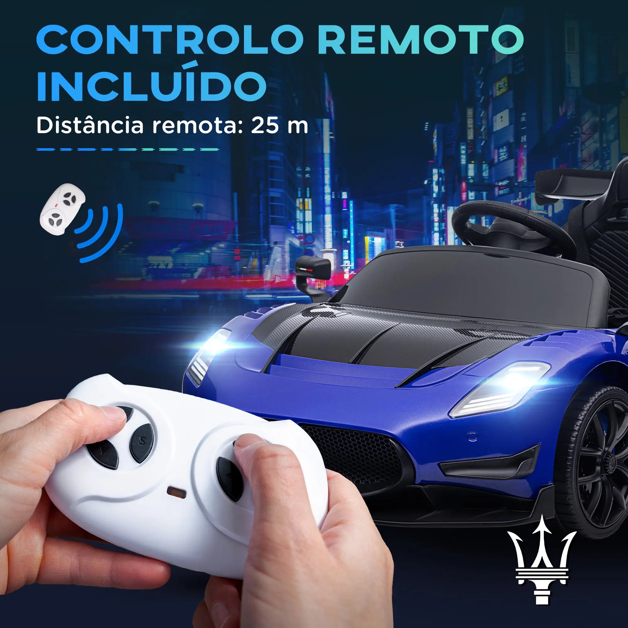 Carro Elétrico para Crianças Carro Maserati GT2 12V com Controlo Remoto Faróis LED Buzina E Música 115x60x45 cm