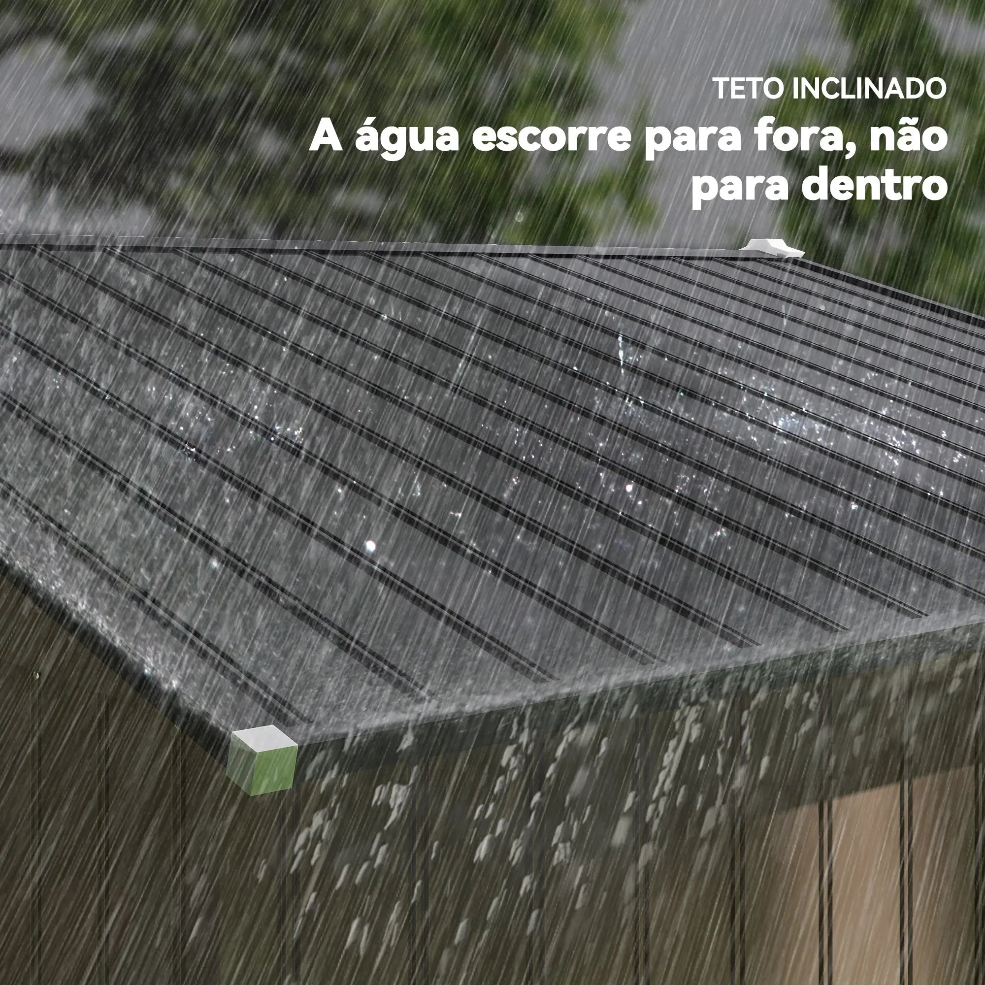 Abrigo de Jardim 277x195x192 cm Metálico para Armazenamento de Ferramentas com Base de Reforço Incluída Madeira