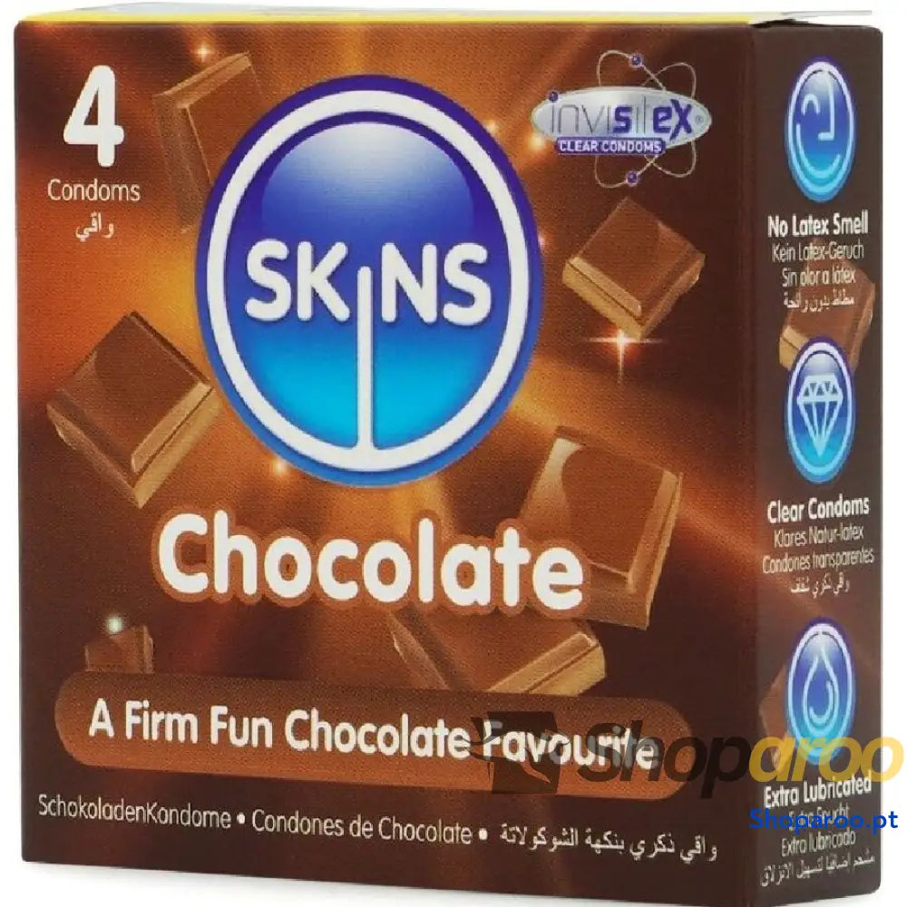 PACOTE COM 4 PRESERVATIVOS CHOCOLATE PREMIUM