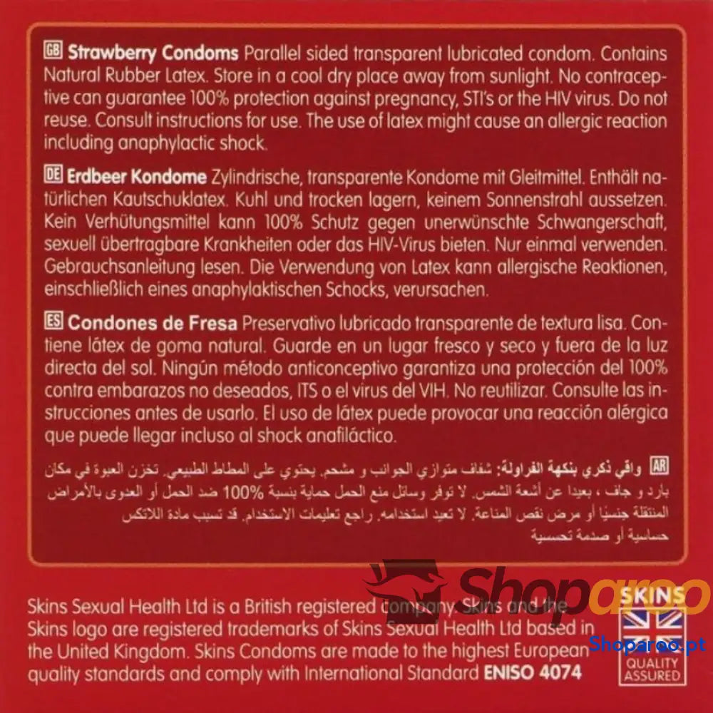 PACOTE COM 4 PRESERVATIVOS PREMIUM DE MORANGO