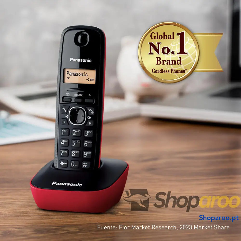 Panasonic KX TG1612SPR Telefone sem fio digital DECT unidade base e 2 auscultadores identificador de chamadas bateria
