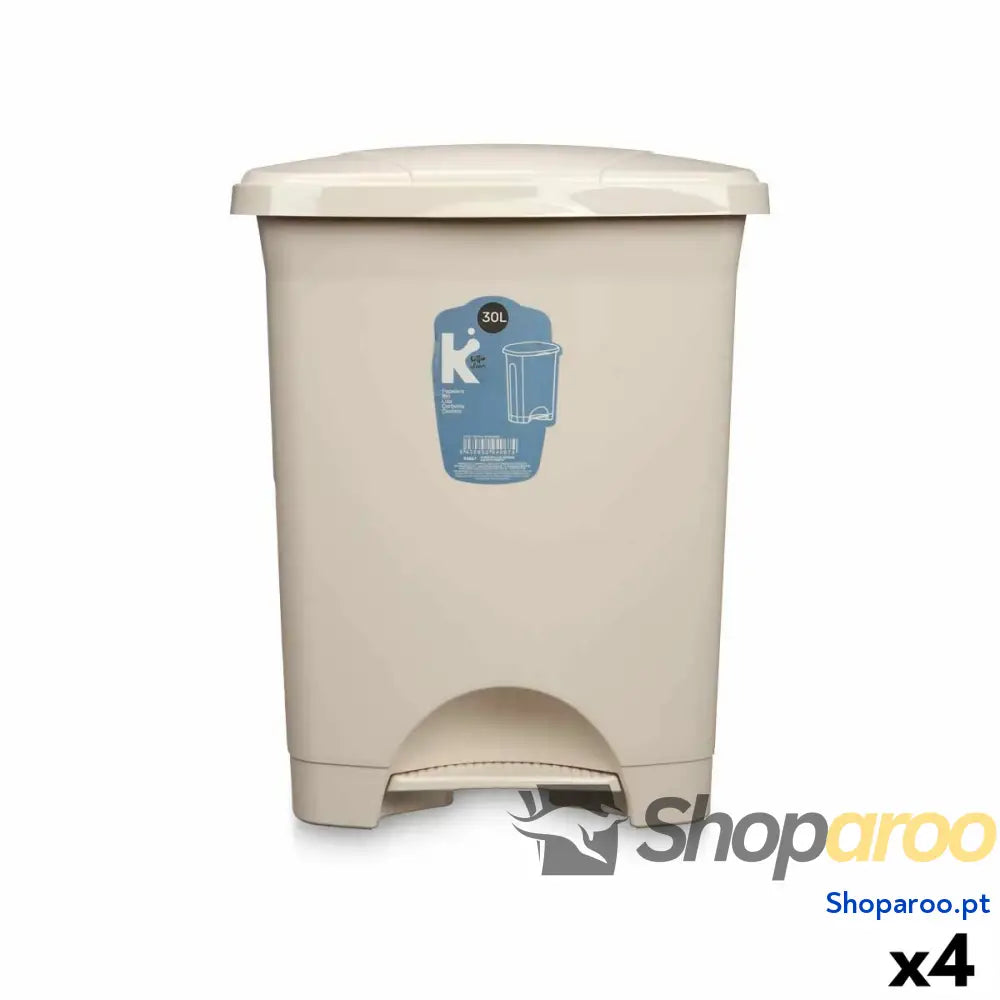 Papeleira com Pedal Bege Plástico 30 L (4 Unidades)
