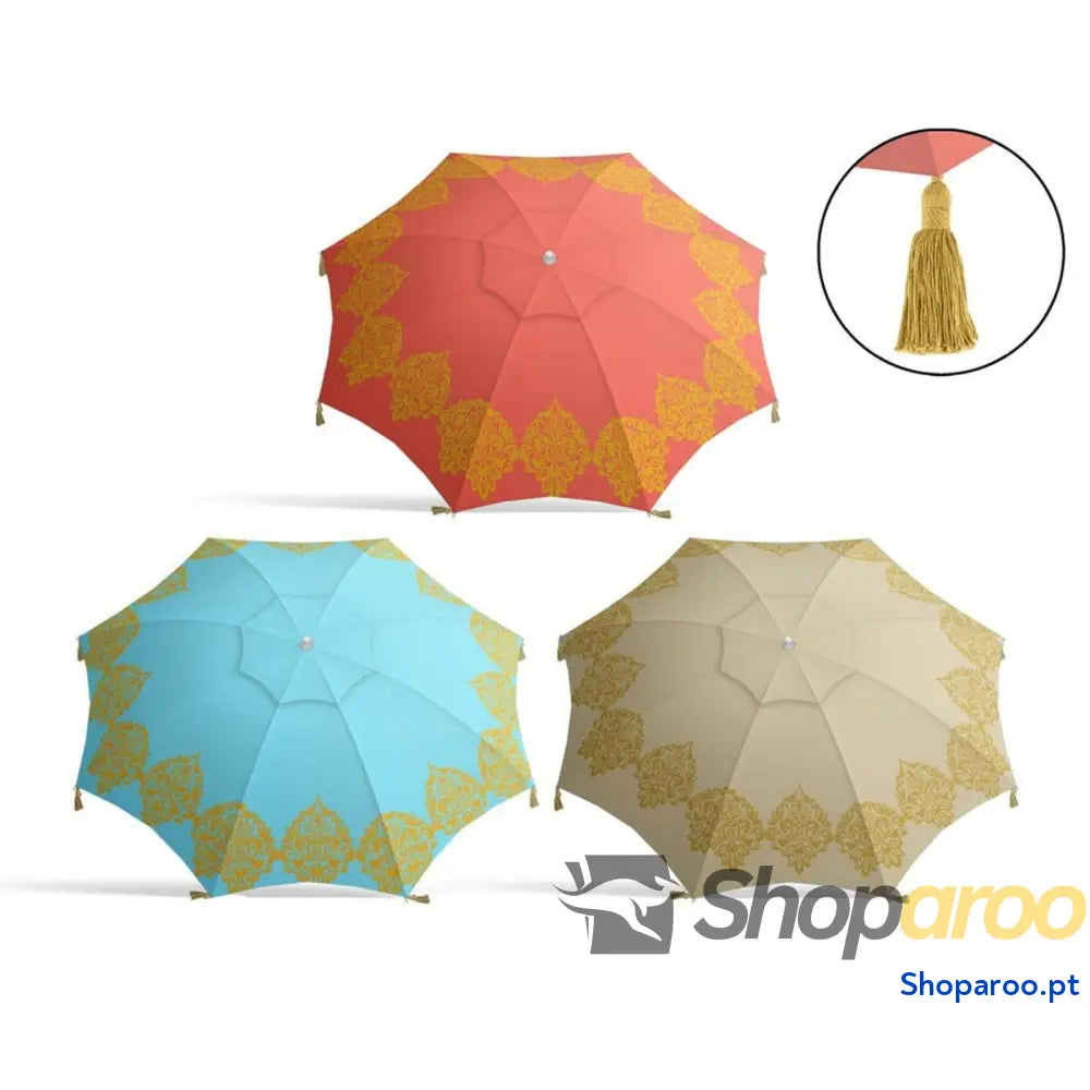 Parasol Franjas Ø 180 cm Tecido Oxford
