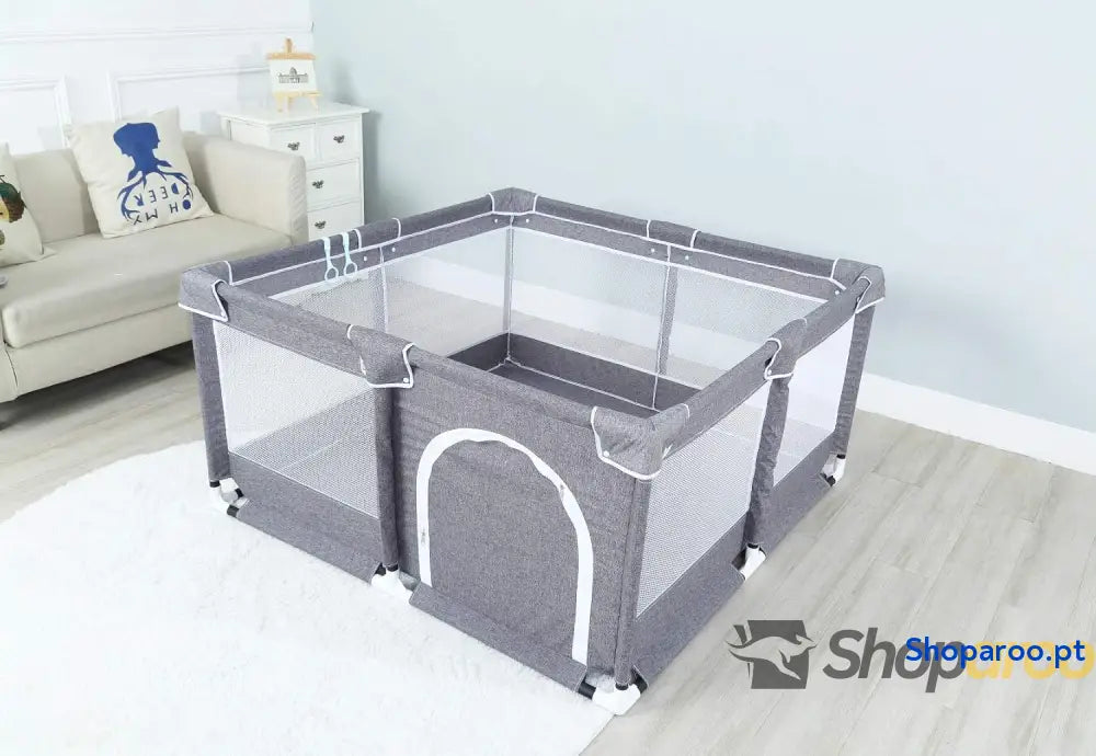 Parque para bebés ultraleve cor cinza claro