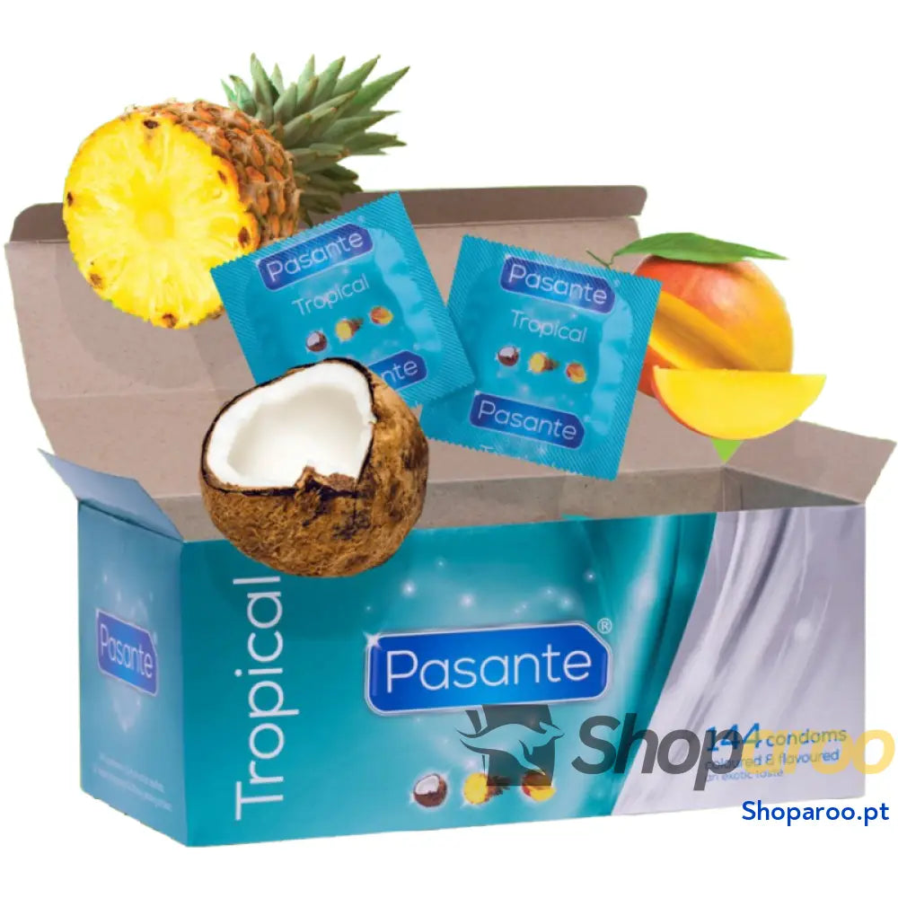 PASANTE DE PRESERVATIVOS SABORES TROPICAIS 144 UNIDADES