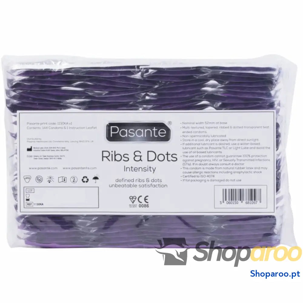 PASANTE PRESERVATIVOS RIBS & DOTS INTENSITY 144 UNIDADES