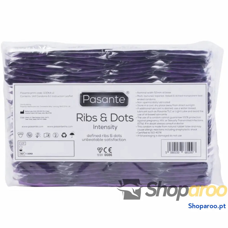 PASANTE PRESERVATIVOS RIBS & DOTS INTENSITY 144 UNIDADES