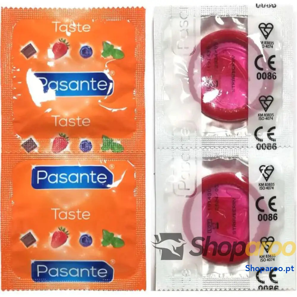 PASANTE SACO DE PRESERVATIVO SABOR MORANGO 144 UNIDADES