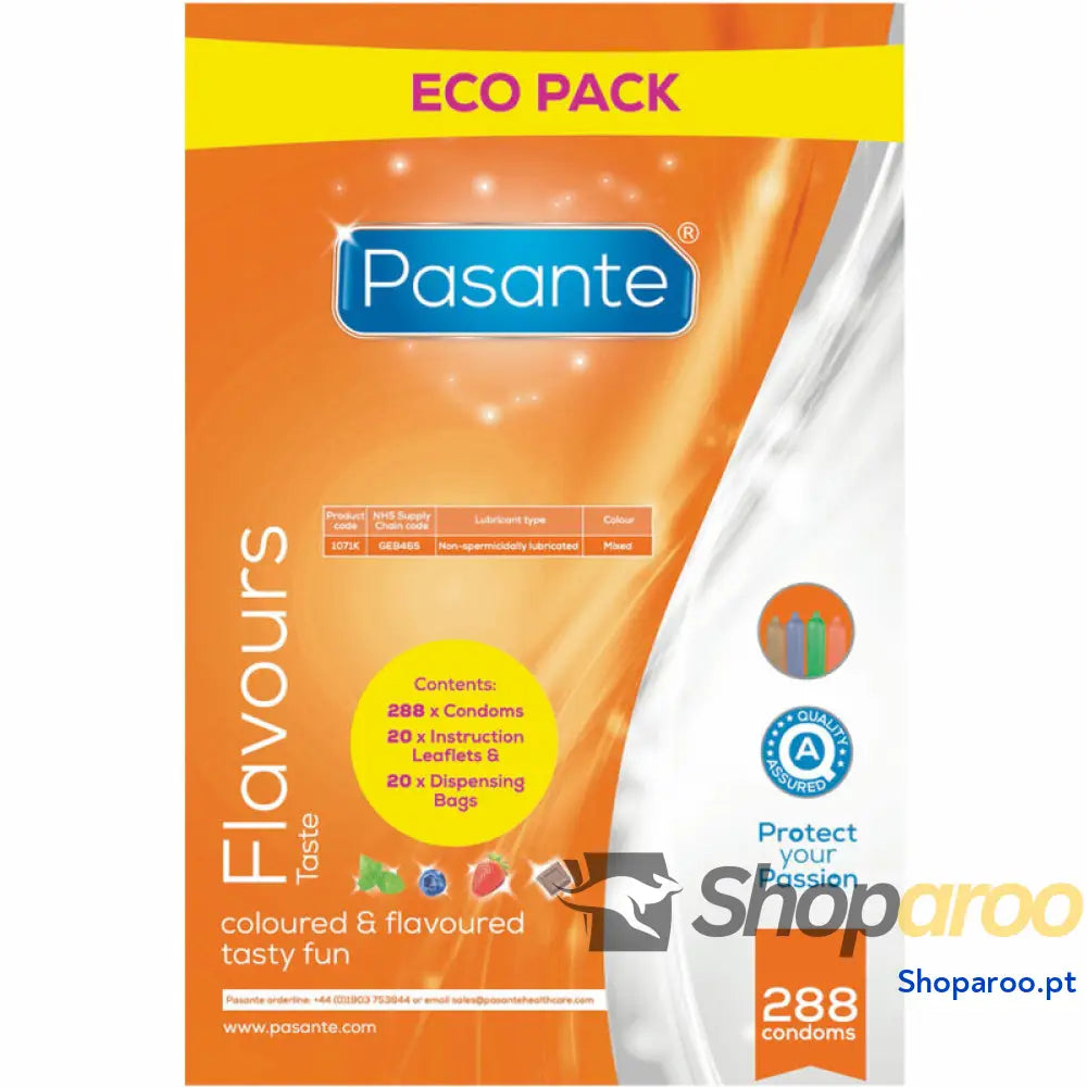 PASANTE - SACO DE SABORES ECO PACK PRESERVATIVOS 288 UNIDADES