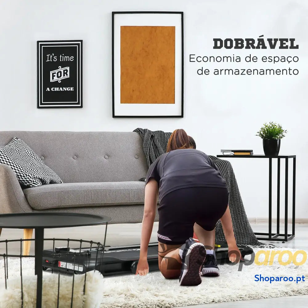 Passadeira Dobrável 2 em 1 com Velocidade 12km/h Superfície de Corrida 36x105 cm e Controlo Remoto 135x65x105 Preto