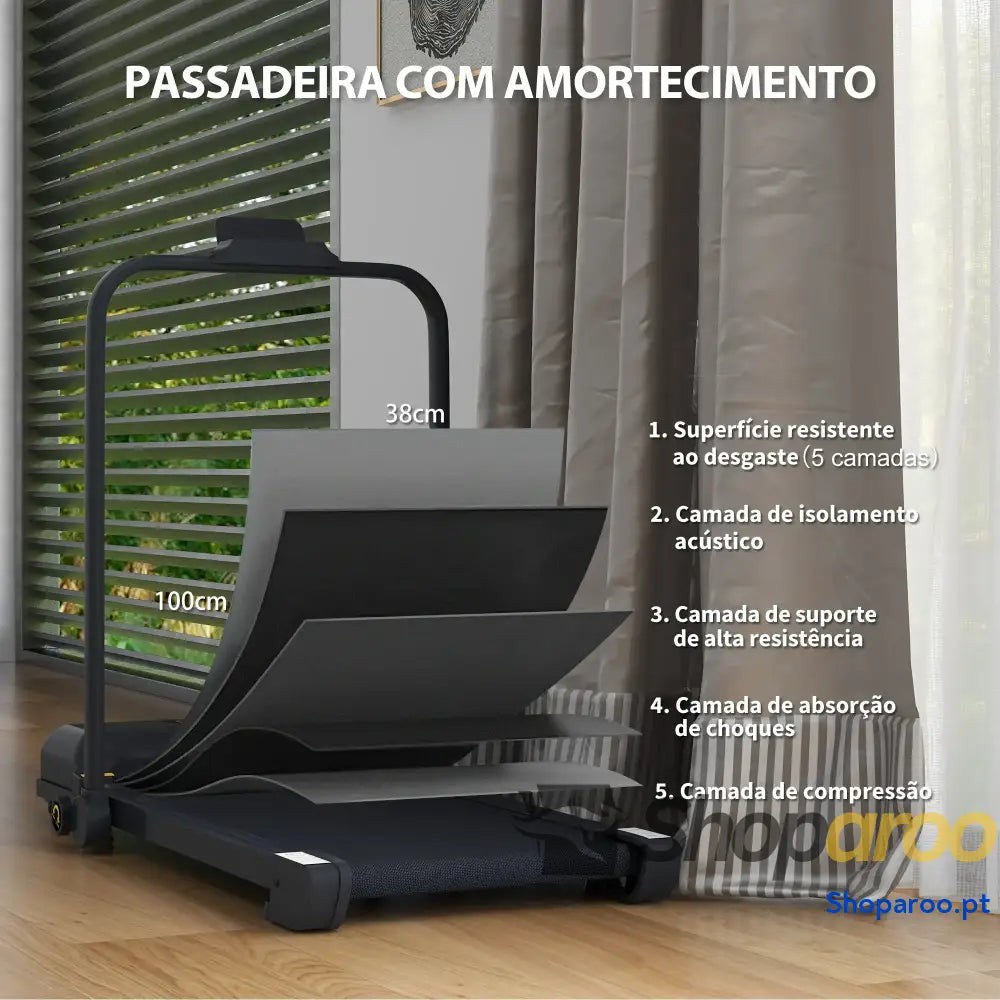 Passadeira Elétrica 2 em 1 com Guiador Dobrável para Corrida e Caminhada