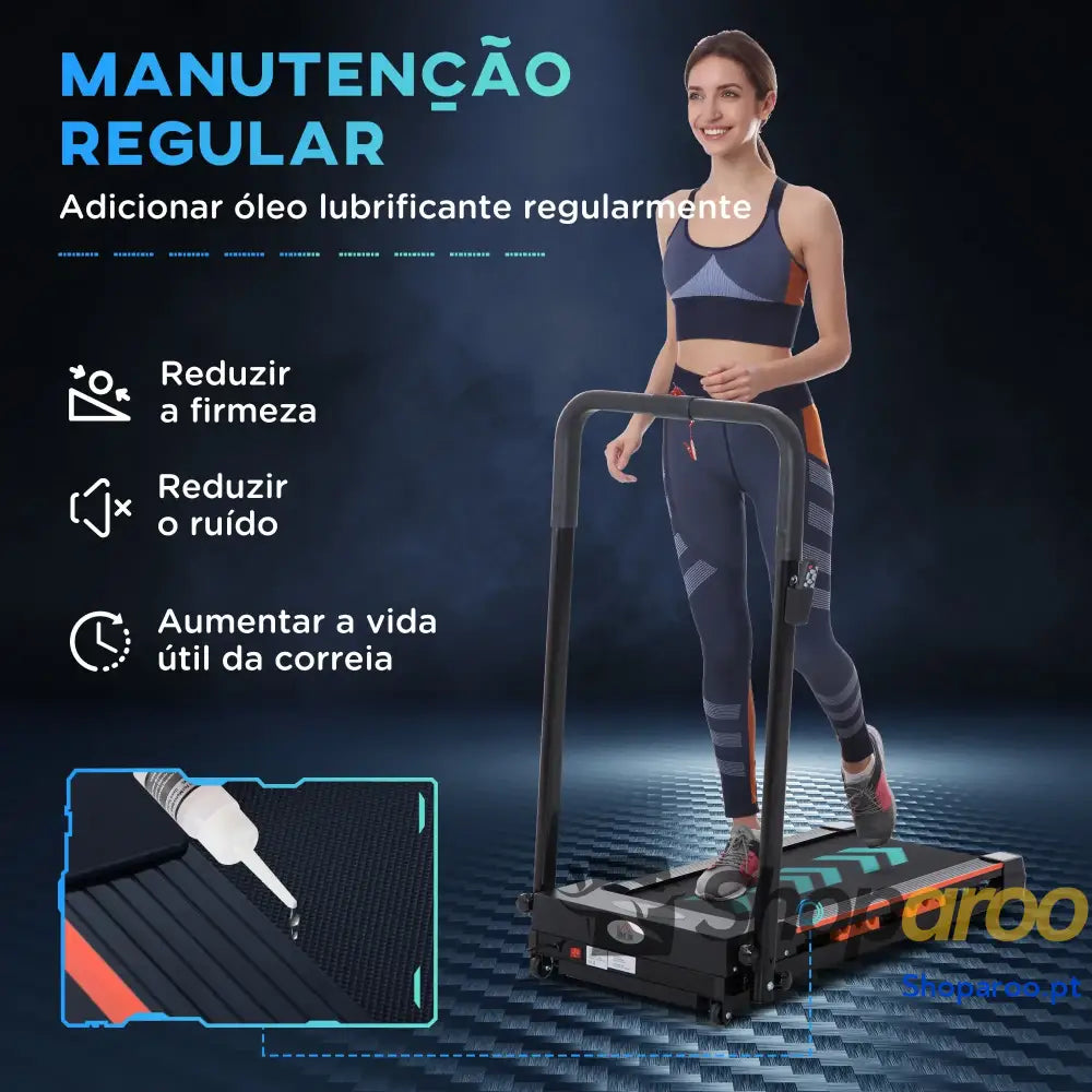 Passadeira Elétrica com Parada de Emergência Ecrã LCD Controlo Remoto Velocidade 1 6km/h Potência do Motor 500W