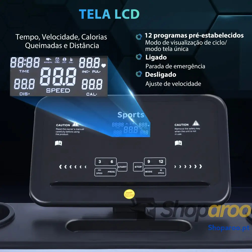 Passadeira Elétrica Dobrável com Ecrã LCD e 12 Programas Preta